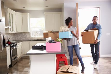 Couple moving into their new home